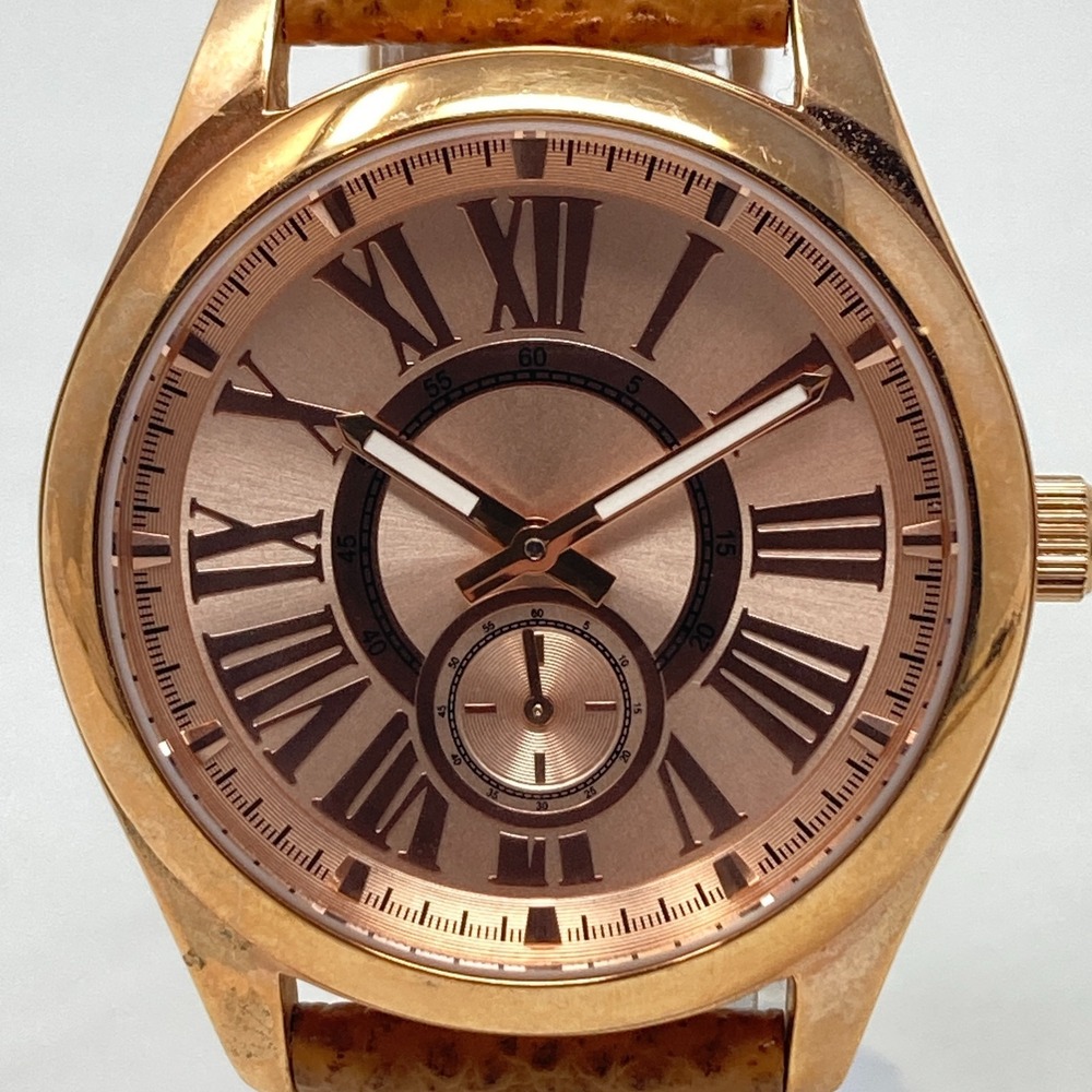 Bronzo Italia QVC Watch Women 39mm Rose Gold Tone Brown Leather Band New Battery - Picture 2 of 15